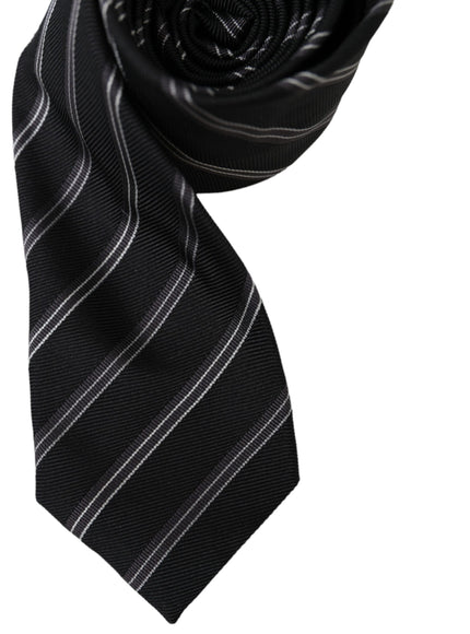 Close-up of Dolce & Gabbana black white striped tie