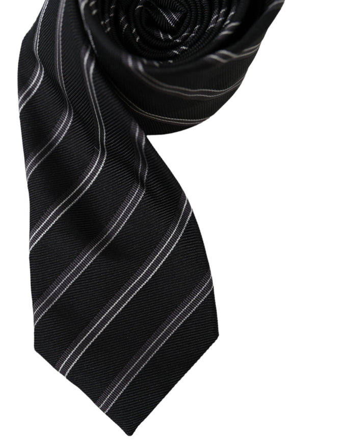 Close-up of Dolce & Gabbana black white striped tie