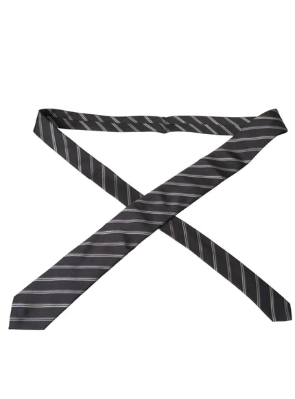 Dolce & Gabbana black white striped tie laid flat