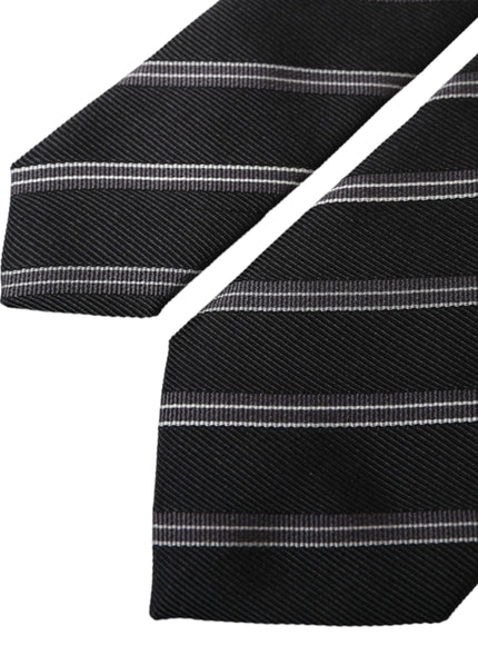 Detail of black white stripes on Dolce & Gabbana tie