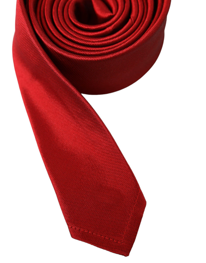 Close-up of red silk tie by Dolce & Gabbana