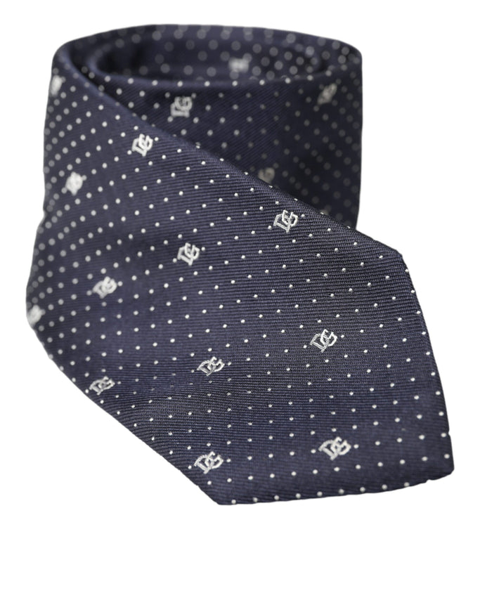 Close-up of Dolce & Gabbana silk tie with DG logo