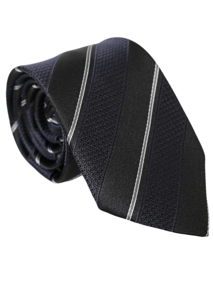 Dolce & Gabbana black white striped silk tie rolled