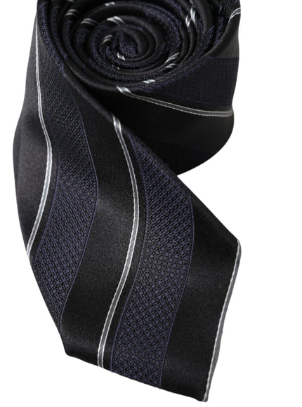 Close-up of Dolce & Gabbana black white striped silk tie