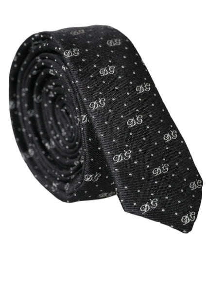 Dolce & Gabbana black silk tie with DG logo pattern