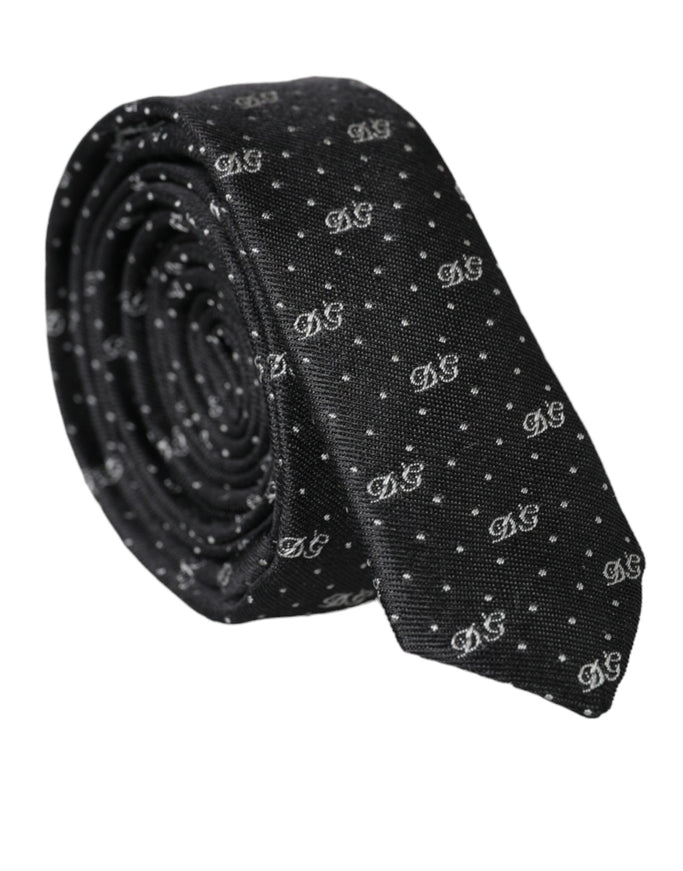 Dolce & Gabbana black silk tie with DG logo pattern