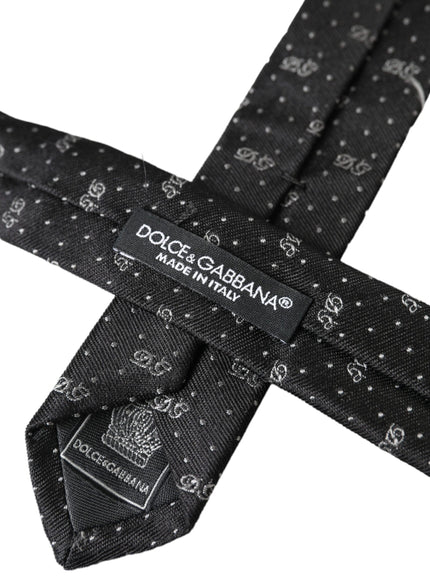 Dolce & Gabbana black silk tie label and DG logo