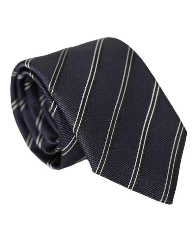 Dolce & Gabbana black white striped silk tie rolled