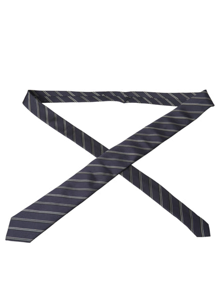 Dolce & Gabbana black white striped tie laid flat