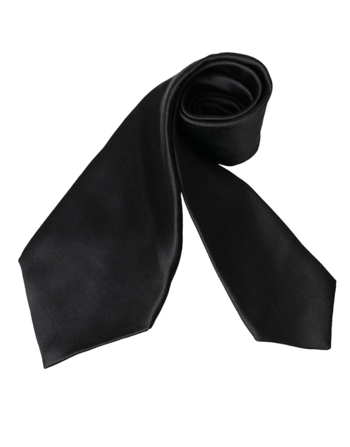 Rolled black silk tie by Dolce & Gabbana