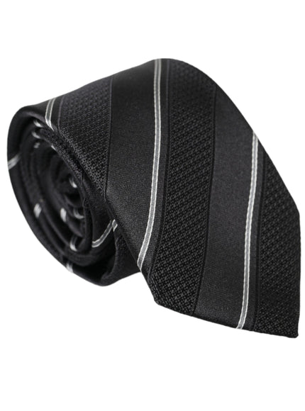 Dolce & Gabbana black white striped silk tie rolled