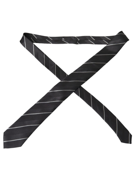 Dolce & Gabbana black white striped silk tie unrolled