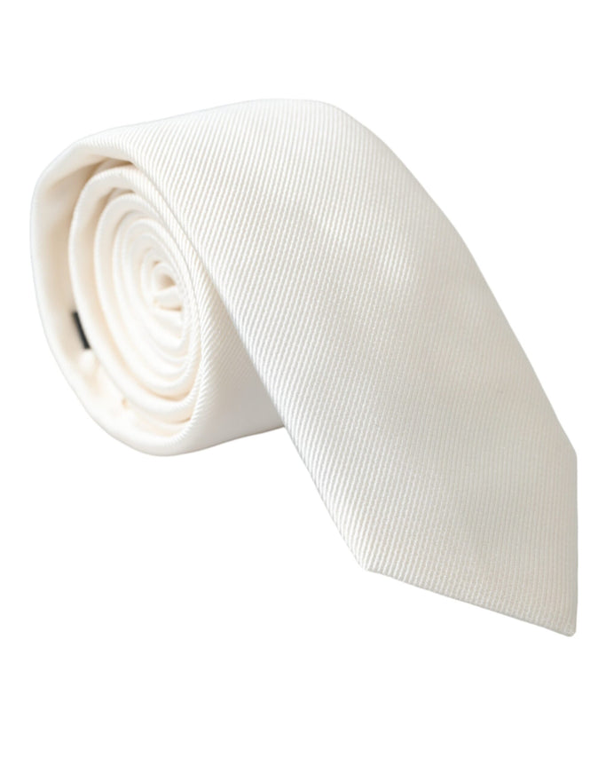 Dolce & Gabbana white silk tie rolled up