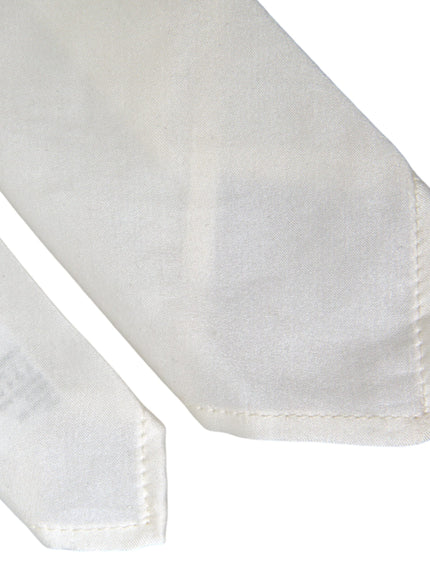 Detail of Dolce & Gabbana white silk blend tie tip