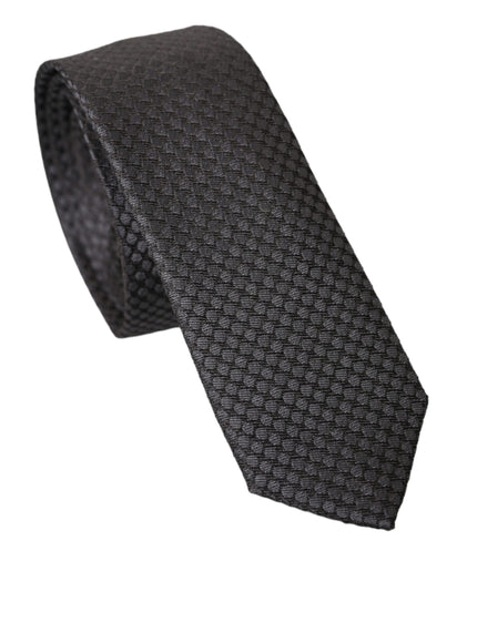 Dolce & Gabbana black patterned silk tie rolled