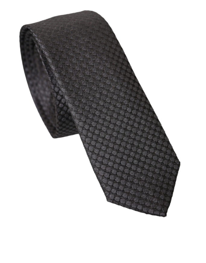 Dolce & Gabbana black patterned silk tie rolled