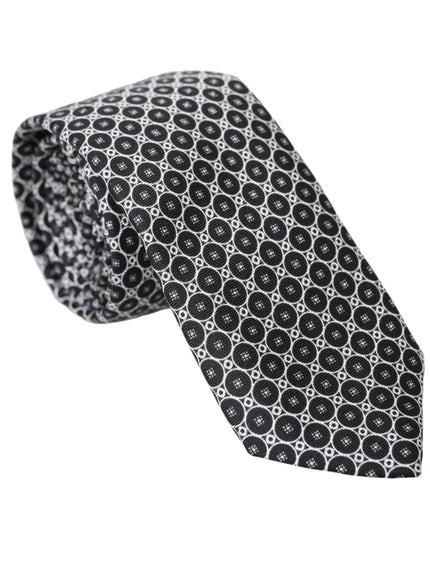 Dolce & Gabbana black white patterned silk tie