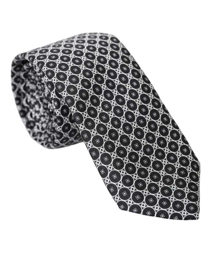 Dolce & Gabbana black white patterned silk tie