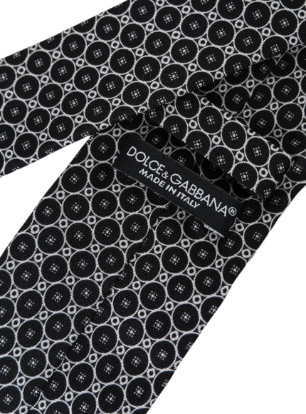 Dolce & Gabbana label on black white silk tie