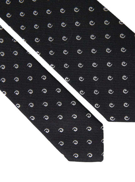 Close-up of Dolce & Gabbana black logo tie