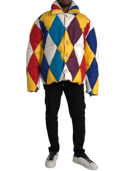 Dolce & Gabbana multicolor windbreaker puffer jacket front view