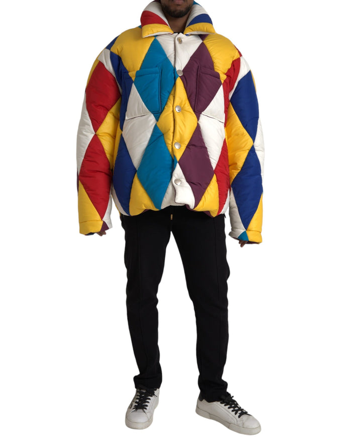 Dolce & Gabbana multicolor windbreaker puffer jacket front view