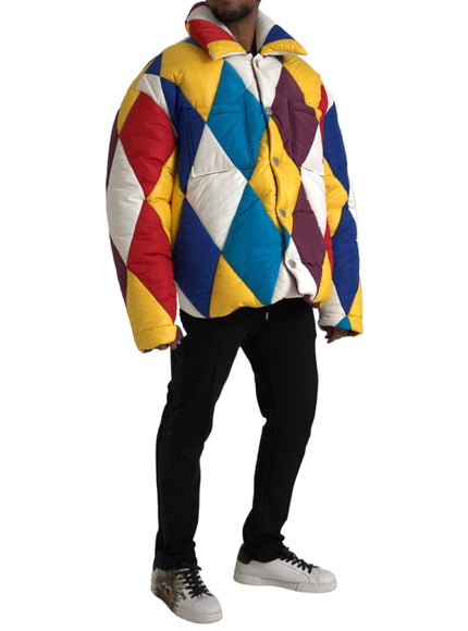 Dolce & Gabbana multicolor windbreaker puffer jacket back view