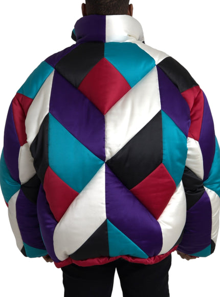 Back view of Dolce & Gabbana multicolor puffer jacket