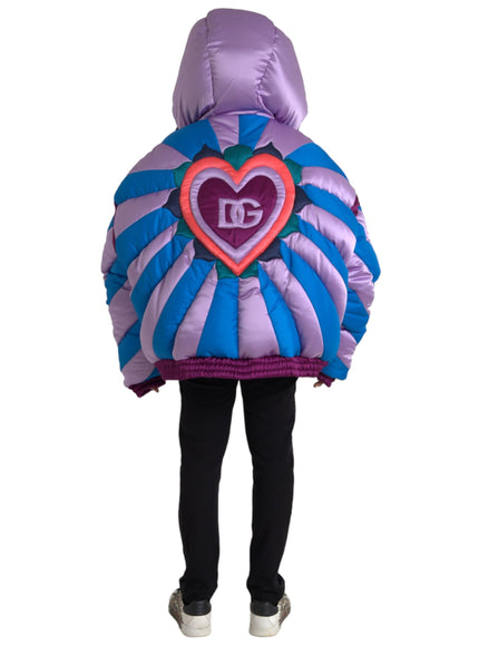 Back view of Dolce & Gabbana heart logo puffer jacket