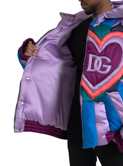 Inside view of Dolce & Gabbana heart logo puffer jacket