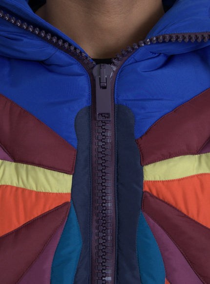 Close-up of zipper on Dolce & Gabbana butterfly puffer jacket