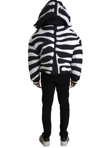 Back view of Dolce & Gabbana striped puffer jacket