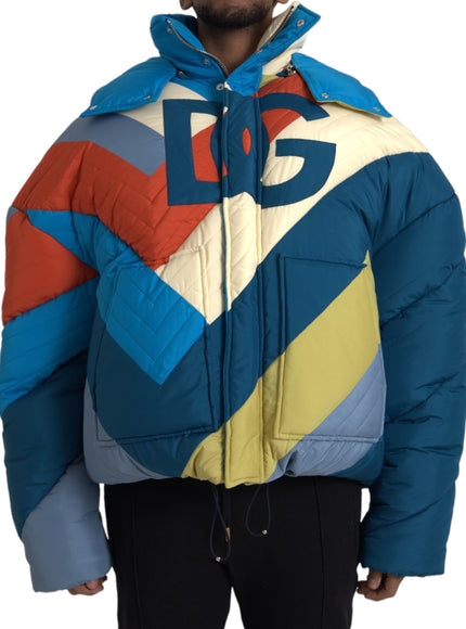 Dolce & Gabbana multicolor logo windbreaker puffer jacket front