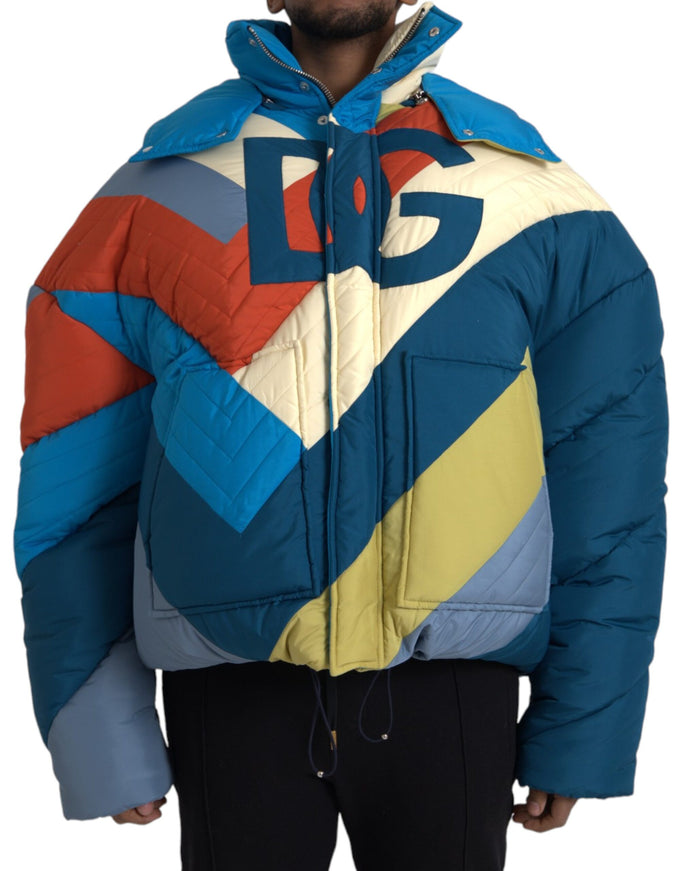 Dolce & Gabbana multicolor logo windbreaker puffer jacket front