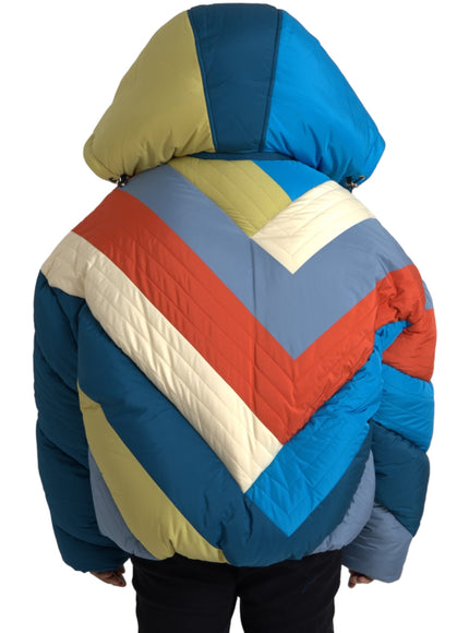 Back view of Dolce & Gabbana multicolor puffer jacket