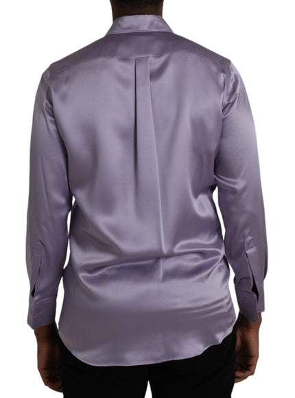 Dolce & Gabbana purple satin silk shirt back view