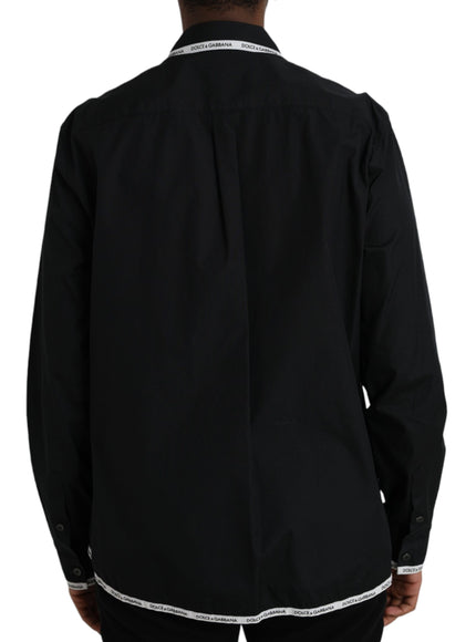 Back view of Dolce & Gabbana black collared shirt