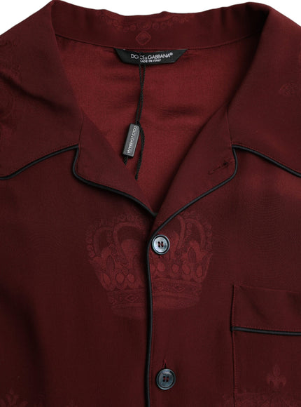 Dolce & Gabbana maroon crown jacquard silk shirt label view