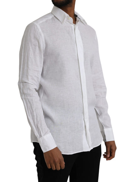 Dolce & Gabbana white linen shirt side view