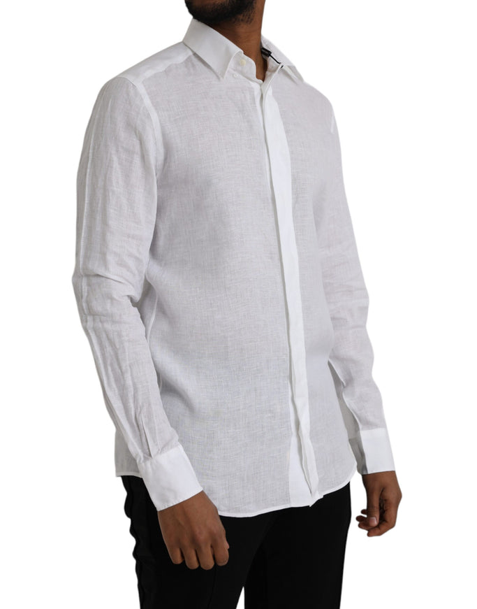 Dolce & Gabbana white linen shirt side view