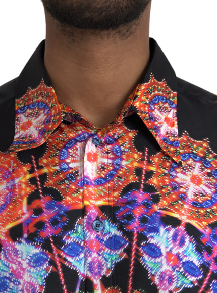 Dolce & Gabbana multicolor silk shirt collar detail