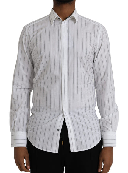 Dolce & Gabbana black white striped formal shirt front view