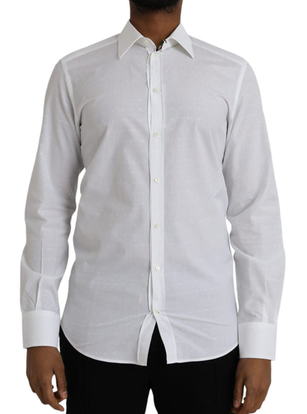 Dolce & Gabbana white logo cotton men's dress shirt front view