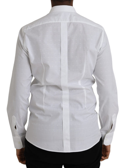 Dolce & Gabbana white logo cotton men's dress shirt back view