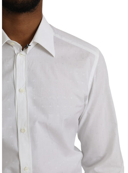 Detail of Dolce & Gabbana white logo cotton shirt fabric