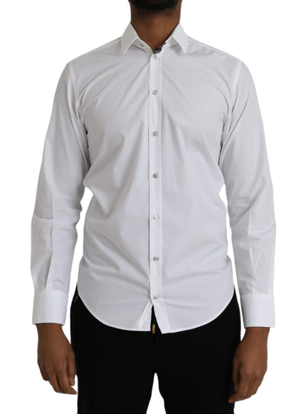 Dolce & Gabbana white cotton long sleeve shirt front view