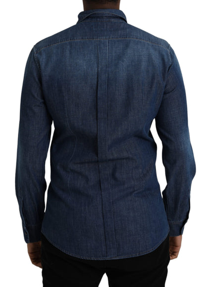 Dolce & Gabbana blue denim shirt, back view.