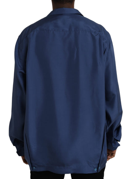 Dolce & Gabbana blue silk shirt back view