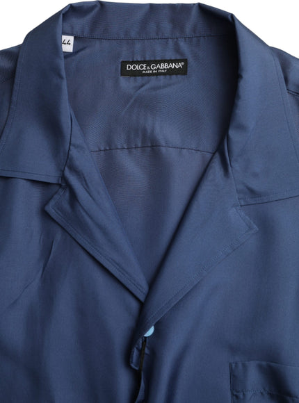 Dolce & Gabbana label on blue silk shirt