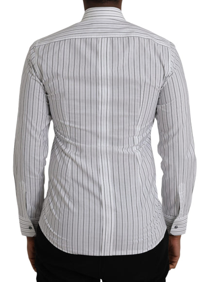 Dolce & Gabbana black white striped formal shirt back view